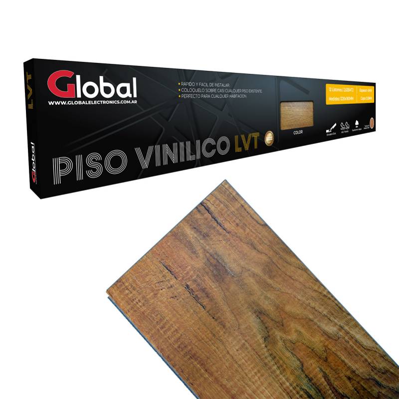 Piso Vinilico Lvt Con Encastre Click En Listnes De 1220x180 Espesor 4mm Capa 0.5mm Color 189-01 Smoked Oak Con Textura Madera Real - Global Flooring (venta Caj