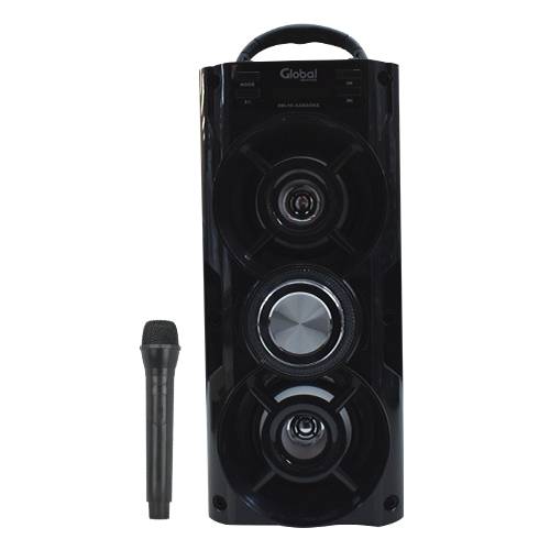 Parlante Bluetooth Premium Torre Doble Con 2 X 10w - Micrfono Karaoke Con Cable - Fm - Sd - Aux - Usb - Batera 1200ma Color Negro - Global Electronics (caja X