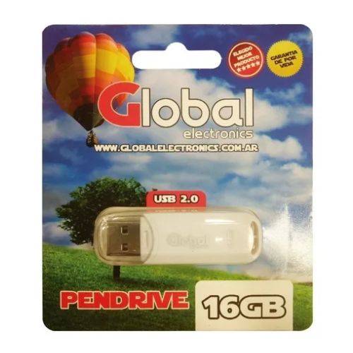 Pendrive Usb 16 Gb 2.0 Color Blanco Con Capuchn - Global Electronics (caja X 500)