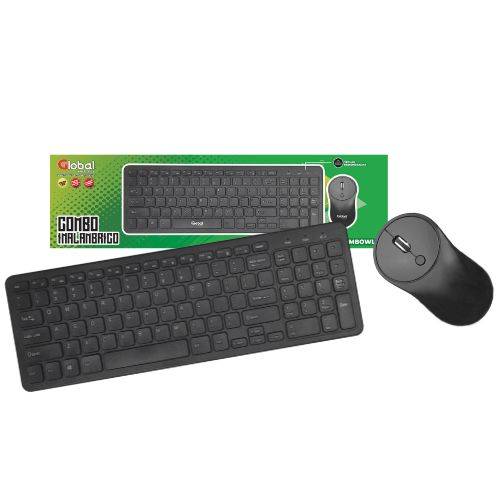 Teclado Y Mouse Combo Inalmbrico 2.4ghz A Pilas Color Negro - Teclas Redondas (teclado 1 Pila Aa - Mouse 2 Pilas Aaa No Includas) - Global Electronics (caja X
