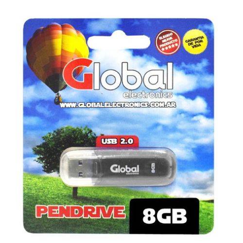 Pendrive Usb 8 Gb 2.0 Color Negro Con Capuchn - Global Electronics (caja X 1000)