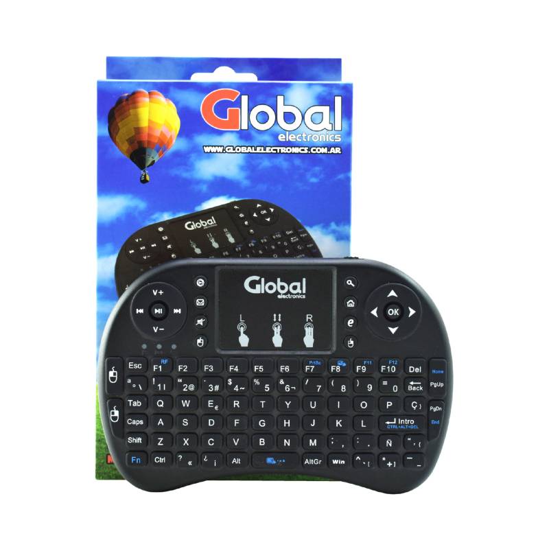 Teclado Mini Con Pad Tctil Inalmbrico 2.4ghz Recargable Para Smart Tv Color Negro - Global Electronics (caja X 100)