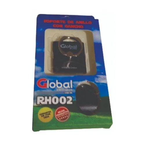 Soporte Para Dispositivos Mviles Autoadhesivo Anillo Metlico Con Gancho Para Colgar Color Negro - Global Electronics (caja X 600)